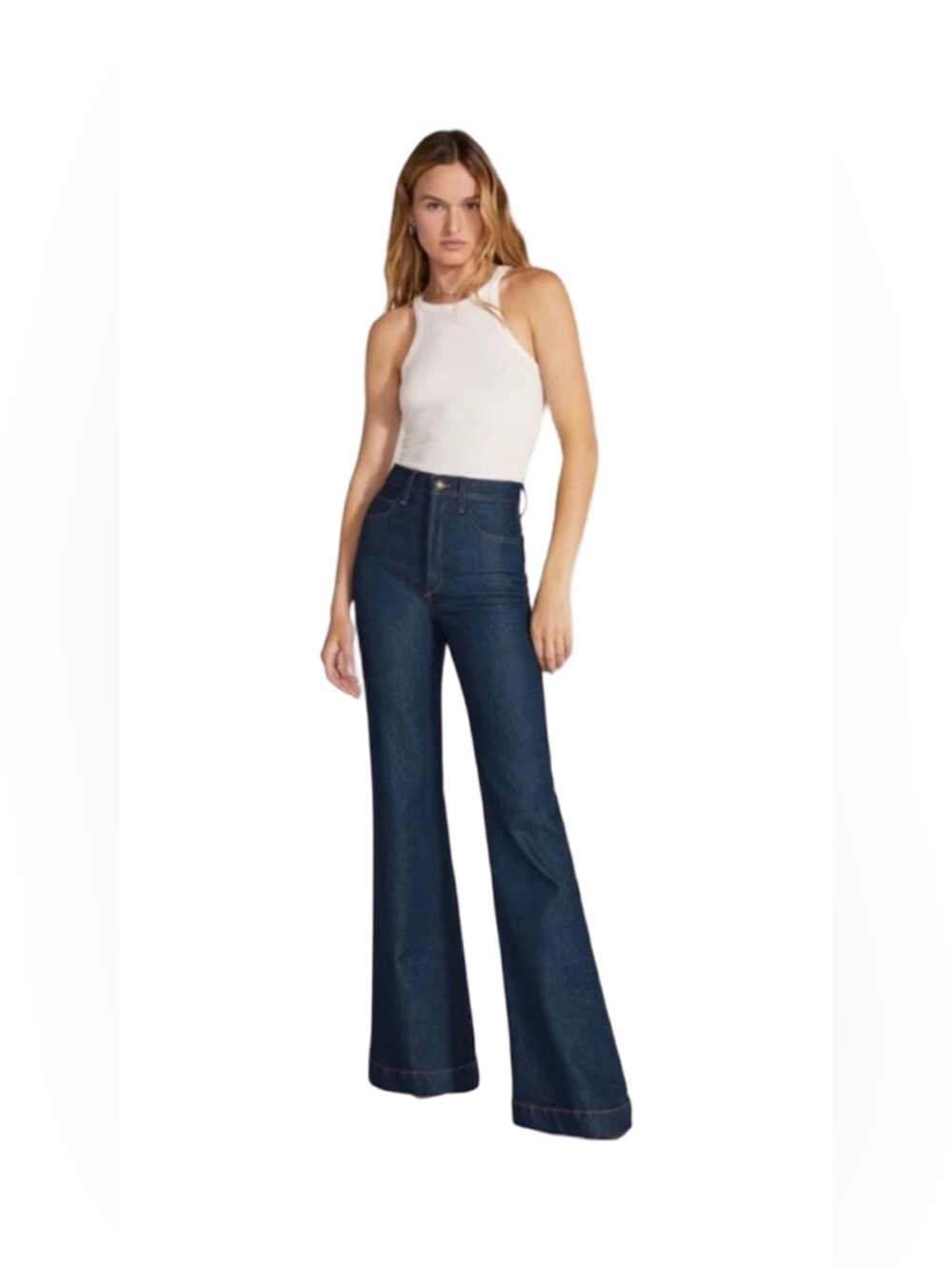 Favorite Daughter Dark Blue High-Rise Flare Jeans